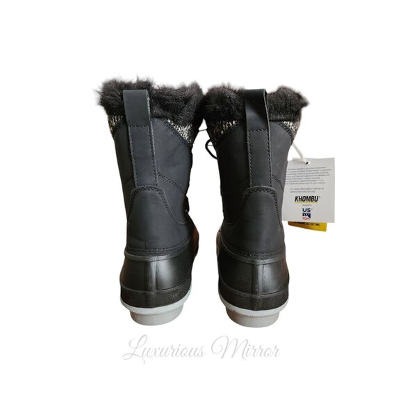 Khombu Kerigan Thermolite Cold Rated Waterproof Faux Fur Trim Lace Up Boots Sz 6 - Picture 8 of 12